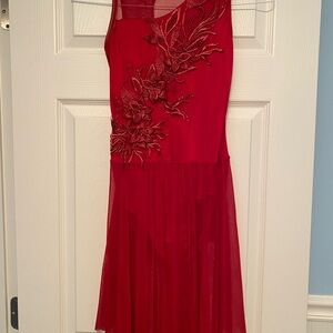 Elegant Red Floral Dress